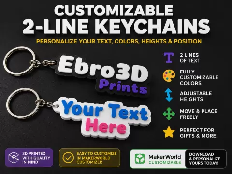 Customizable Two Line Name Keychain
