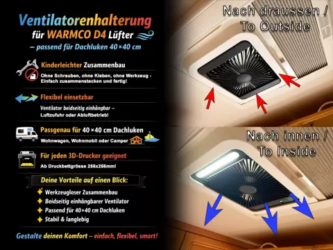 WARMCO D4 Halterung für Dachluken 40x40