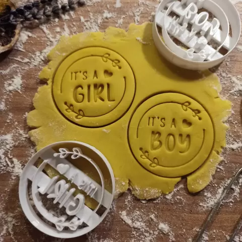 Boy & Girl Cookie / Fondant Cutter, Baby What Will It Be, Baby Shower, Gender Reveal Tool