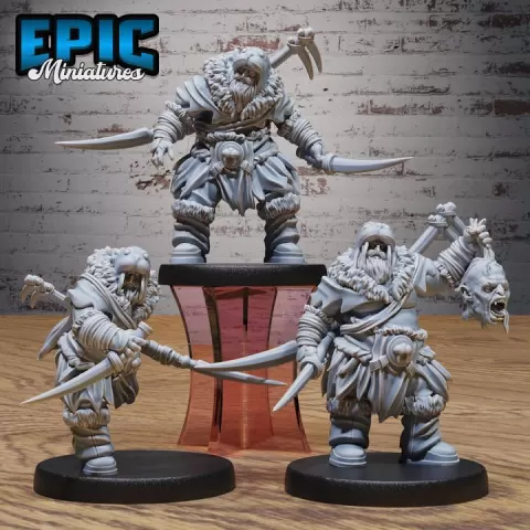 Walrus Druid Set / Northern Sea Warrior / Snow Tribe Raider / Arctic Norse Fighter / Humanoid Ice Creature / Wildling Bandit Encounter by Epic-Miniatures