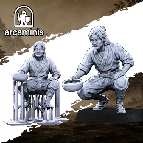 FREE FEUDAL JAPAN VILLAGER STL MINIATURE - SAMURAI NPCS - 28MM SCALE JAPANESE MINIS by ArcaMinis