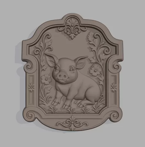 Sweet Piggy Wall Plaque – Cute Pig Relief Decor, Farmhouse Animal Wall Art