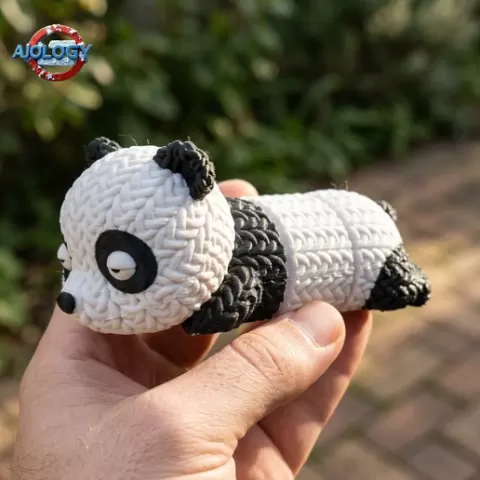 Cute Knitted flexi Panda STL – Sleepy Panda Toy | Kawaii Animal Figurine