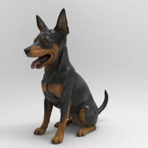 Pinscher Sitting Dog Figure 1/32 Scale - Slot Car Scenery Animal