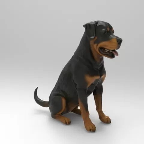 Rottweiler Sitting Dog Figure 1/32 Scale - Slot Car Scenery Animal