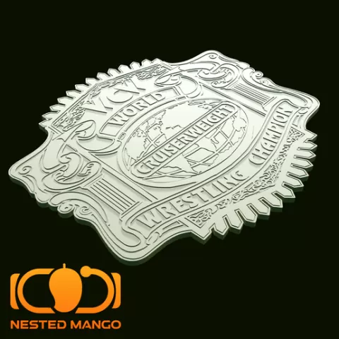 WCW World Cruiserweight Wrestling Championship Belt – 3D Print Ready Center Plate (Customizable STL)