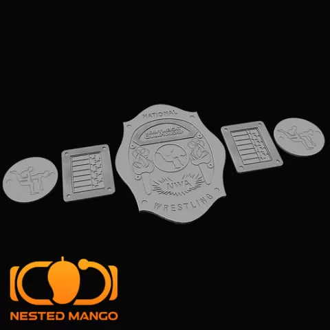 NWA National Heavyweight Wrestling Championship Belt – 3D Print Ready Metal Plate Set (Customizable)