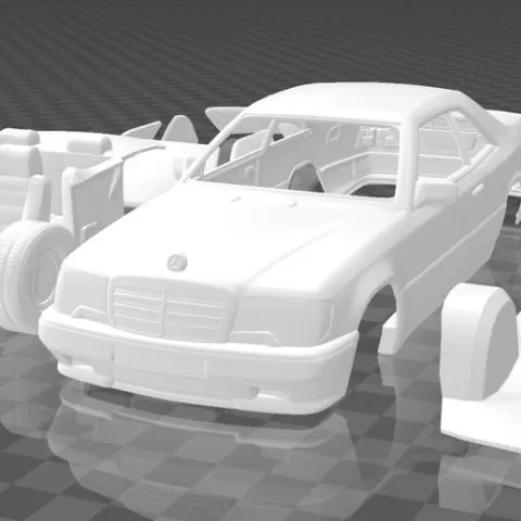 Mercedes-Benz E-Class AMG 1988 (W124) – Detailed Separate Parts Model Kit – STL for 3D Printing