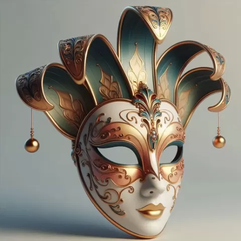 3192 Venetian Carnival Mask Color 3D Model, figurine, luxury, character, mask, gothic, magic, stl, monster, wizard, witch, werewolf, decorative, minimalist, 3d, skeleton, fantasy, skull, venetian, carnival