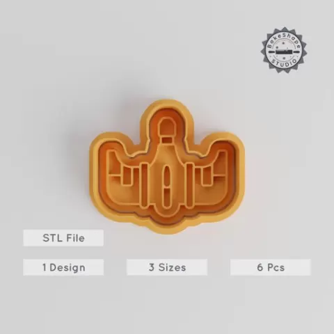 Space Fighter Cutter & Stamp, Perfect for Cookies & Fondant, 6-Piece Set, S/M/L, Astronomy, Space Exploration
