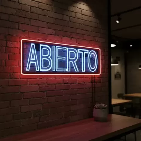 OPEN SIGN WITH NEON LED FRAME