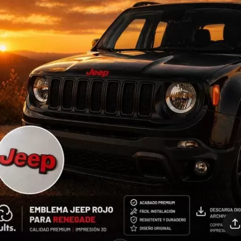 Jeep Emblem 3D Model – Red Badge with Black Border | High-Detail STL and 3MF for 3D Printing