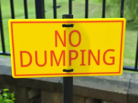 No Dumping Sign - With Hole Options