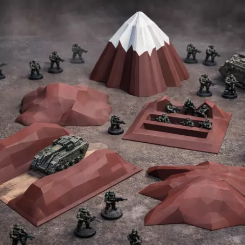 Low-Poly Warzone Terrain – 5-Piece Support-Free STL Bundle
