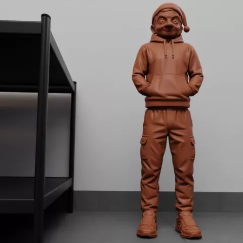 Urban Christmas Cartoon Character – Hoodie Style Parody Figure (MR BEAN)