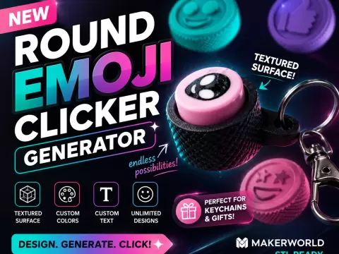 Round Emoji Clicker Parametric Fidget Keychain