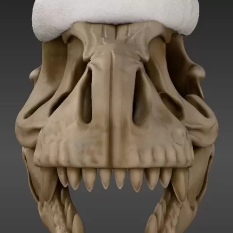 Christmas T-Rex Skull Keychain