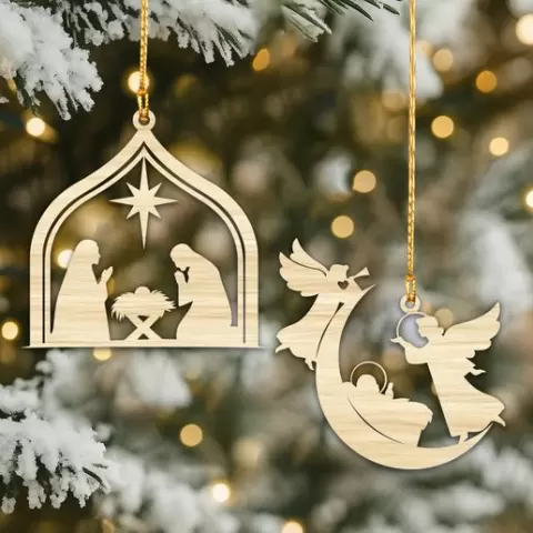 Jesus Nativity Ornament STL File, Modern Decor For Christmas , Christmas Hanging Tree Baubles 3D Print File, 3D Printable Holiday