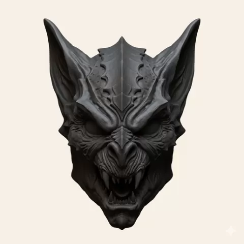 Bat monster mask - Halloween, spooky, scary, horror, creepy, haunted, October 31, trick or treat, pumpkin, jack o’ lantern, jackolantern, ghost, skeleton, skull, zombie, witch, vampire, monster, mummy, Frankenstein 3D Model