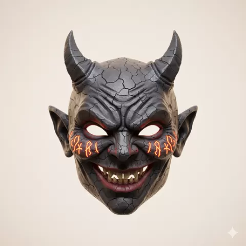 Demon child mask - Halloween, spooky, scary, horror, creepy, haunted, October 31, trick or treat, pumpkin, jack o’ lantern, jackolantern, ghost, skeleton, skull, zombie, witch, vampire, monster, mummy, Frankenstein 3D Model