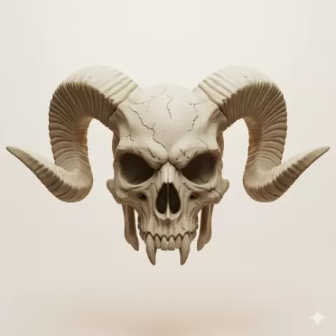 Horned skull mask - Halloween, spooky, scary, horror, creepy, haunted, October 31, trick or treat, pumpkin, jack o’ lantern, jackolantern, ghost, skeleton, skull, zombie, witch, vampire, monster, mummy, Frankenstein 3D Model
