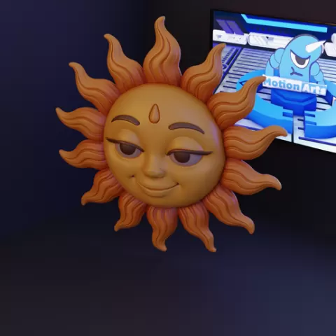 Smiling Sun with Flaming Rays