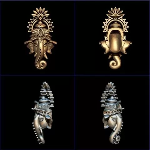 Majestic Ganesha Mukuta Emblem STL | High-Relief Head with Ornate Crown 🕉️🔱