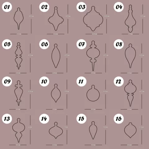 16 Christmas spheres | 16 ornaments | Set of 16 Christmas cutters | Clay | cookies