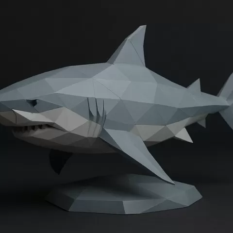 3D Low-Poly Shark Sculpture