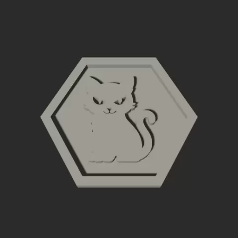 Spooky Cat Hexagon – 3D Printable Game Token