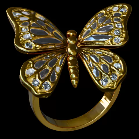 Inlaid Wing Butterfly Ring