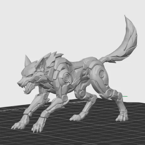 dynamic cyber wolf figurine