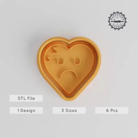 Sleepy Face Cookie & Fondant Cutter Set, Heart & Emoji Designs, 3 Sizes, 6 Pieces