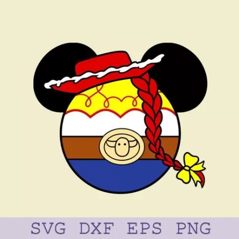 Jessie Mickey Mouse Head SVG – Toy Story Cowgirl Disney Design