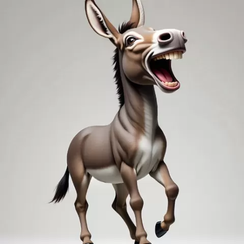 2612 Laughing Donkey 3D Printed Full-Figure Statue, pug, dachshund, poodle, cat, monkey, camel, beagle, crocodile, lion, fox, bull terrier, pomeranian, galgo, wolf, doberman pinscher, newfoundland, elephant, donkey