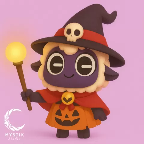 Cult of the Lamb Witch Sheep – Halloween 3D Model | Cute Cartoon STL Figurine