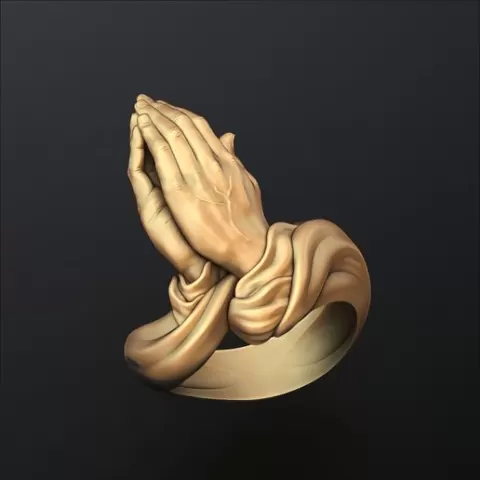 Praying Hands Ring v2 3D print model