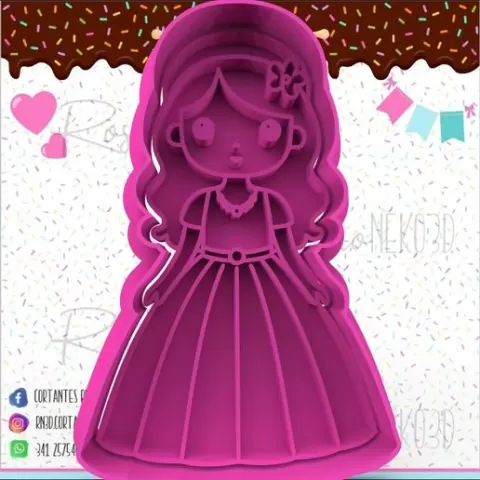 Princess in a dress cookie cutter - Princess in a dress cookie cutter