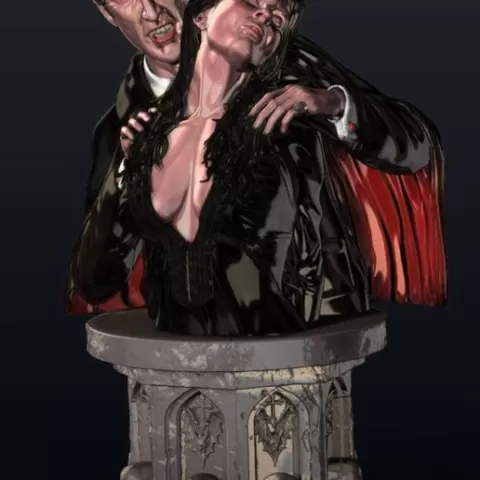 Dracula 1972 bust with Caroline Munro