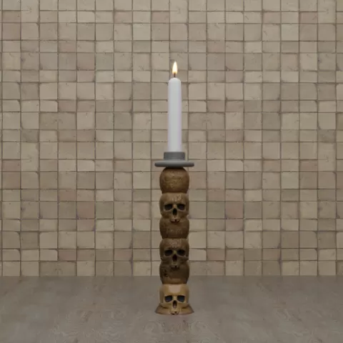 skull candle stick with multicolor