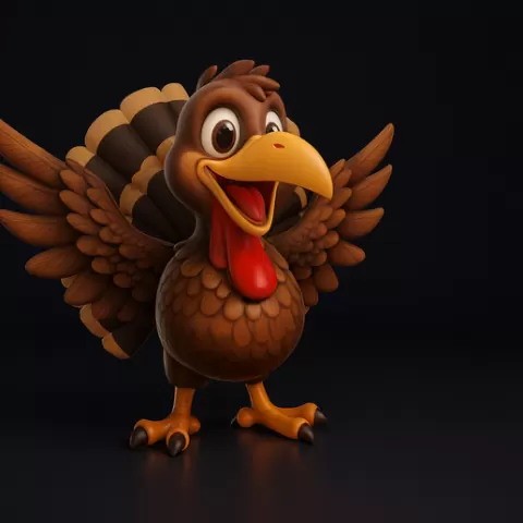 Cute Cartoon Turkey Model | Thanksgiving Decoration | Holiday Table Centerpiece | Fun Animal Figurine