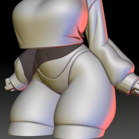 Curvy Glasses Waifu – Stylized Anime Girl with Sweater & Thick Thighs – 3D Print Statue