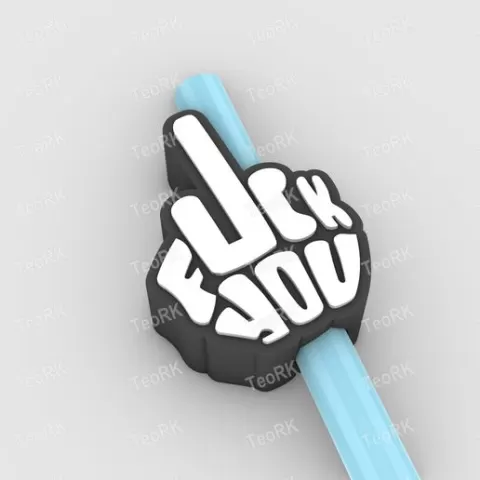 Straw Topper Fuck you skeleton hand Fits Standard & Stanley Straws | STL, 3MF pre-painted