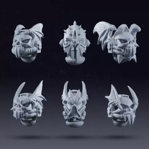 Chaos Lords of the Night - HEADS x6 - 3D PRINT (bonus)