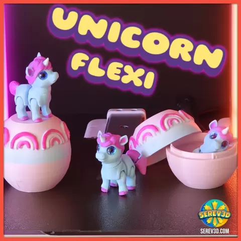 Flexi Unicorn (Year of the Horse Flexi Pack) with Display Capsules, Keychain Versions, No Supports 3