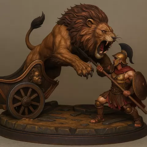 Roman Gladiator vs Lion – Epic Diorama