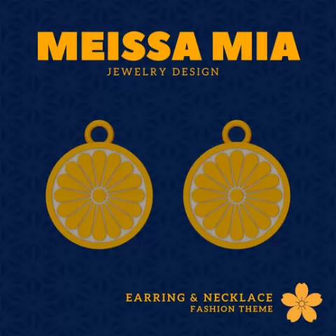 Symbols of Elegance – 3D Print File for Samurai Crest Earrings & Necklace - Japanese Samurai Family Earring - Kamon Coat of Arm Necklace - Girl's Insignia Fashion Trend