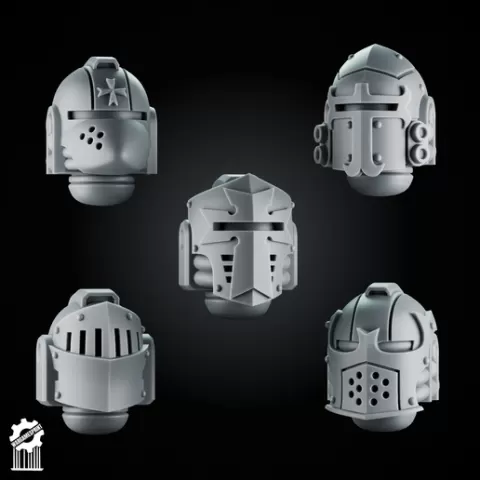 Crusader Helmets Set 7 - 5 Knightly Heads - Heroic 32mm Scale [Supported] : Zen Cart!, The Art of E-commerce