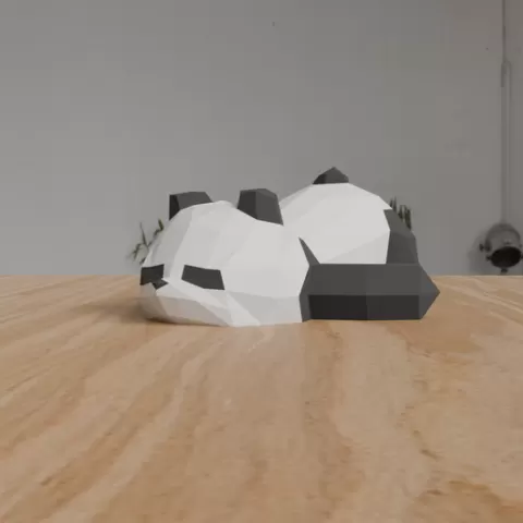 Panda Lying Down - Polygonal Art