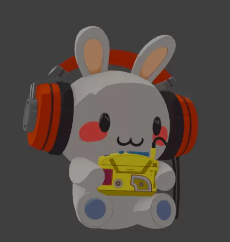 Kawaii Bunny with Headphones - Cute Listening Friend 3D Print STL